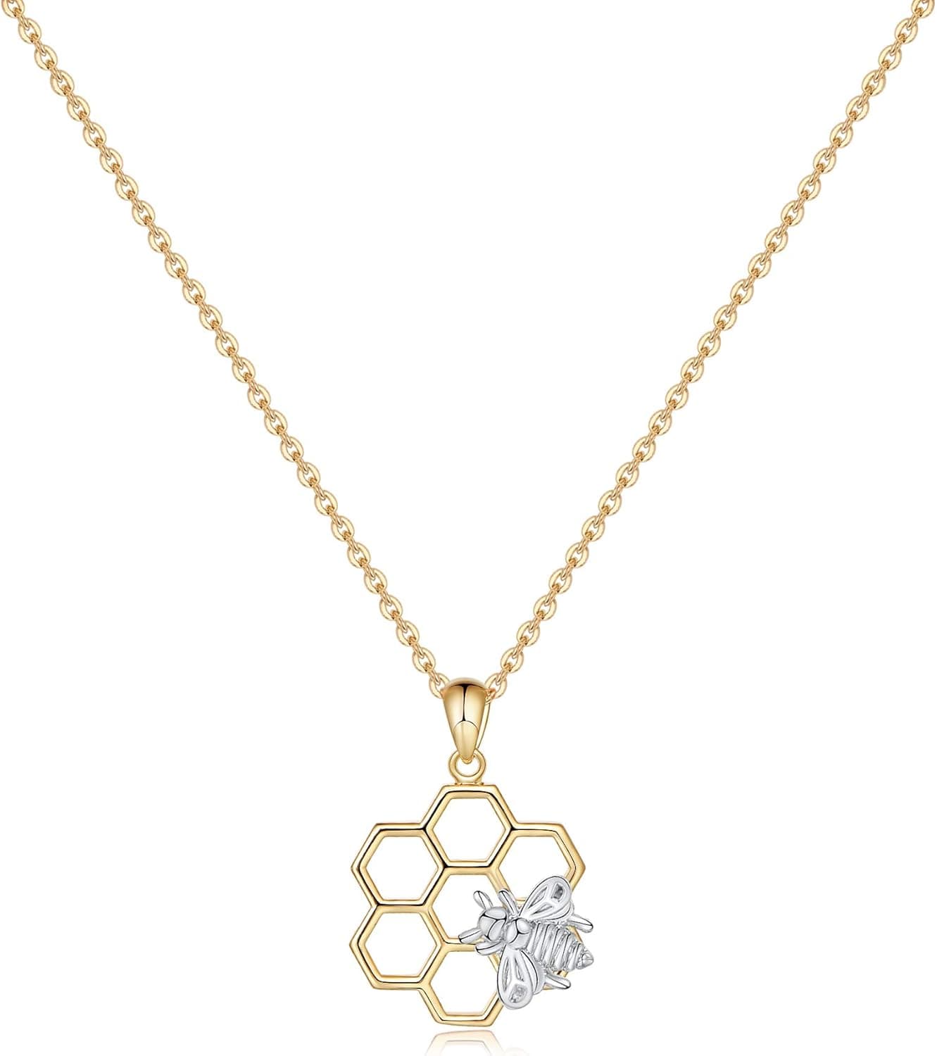 Dainty Necklace for Women Girls, 14K Gold Plated Horse Honeycomb Bee Necklace Jewelry Gifts for Girls Kids Children Cubic Zirconia Infinity Heart Pendant Necklace Christmas Jewelry Gift for Her