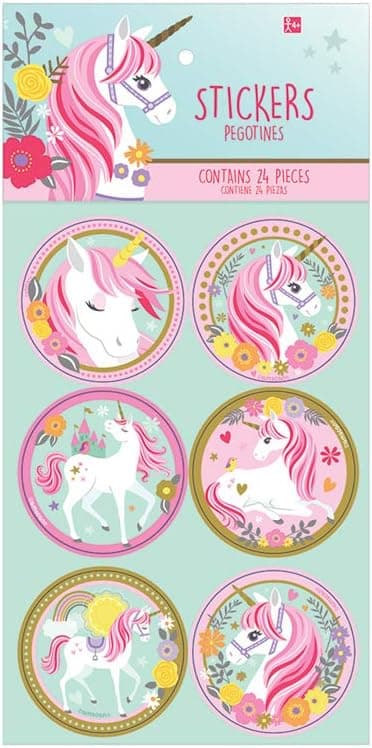 Amscan International 24 ID Stickers Magical Unicorn