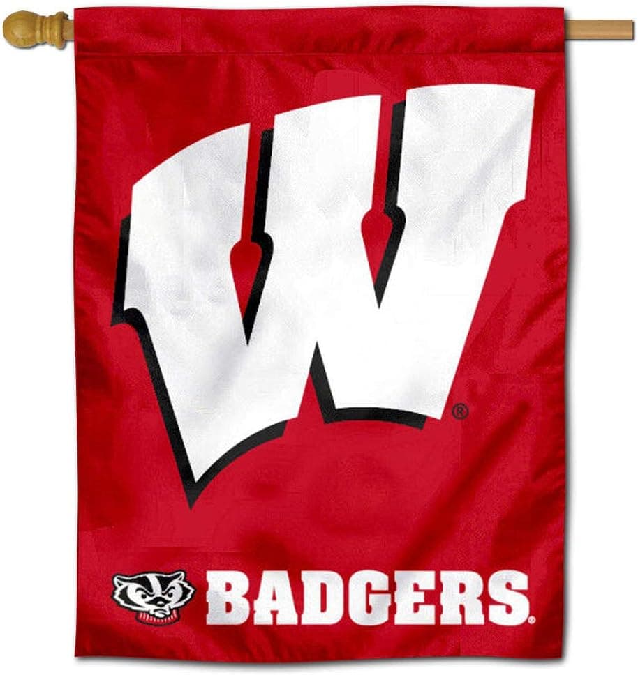 Wisconsin Badgers Motion W House Flag Banner