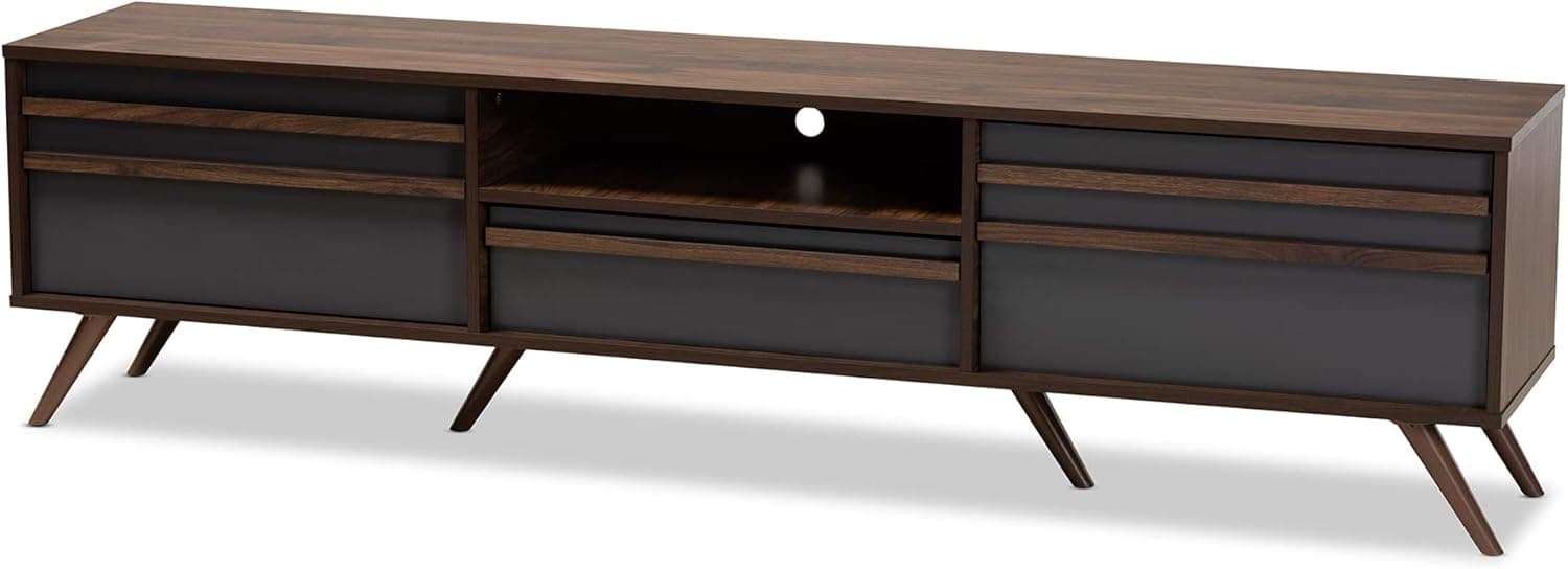 Baxton Studio TV Stands, Grey/Walnut