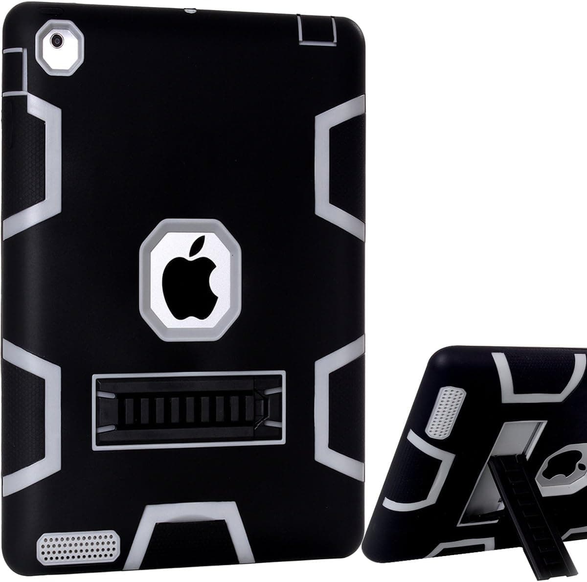 iPad 2 Case, iPad 4 Case, iPad 3 Case, BENTOBEN [Shock-Absorption] Kickstand High Impact Resistant Heavy Duty Rugged Hybrid 3 in 1 Full Body Protective Case for Apple iPad 2/3/4 Retina, Black/Gray
