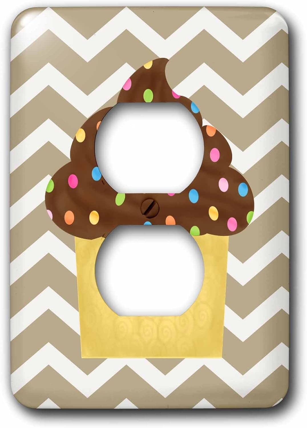 3dRose LSP_110391_6 Chevron Stripe Chocolate Cupcake-2 Plug Outlet Cover, Multicolor