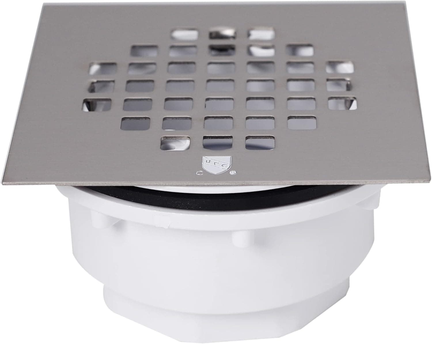 Westbrass 2" Sch 40 PVC Shower Drains with 4-1/4" Square Cover, Satin Nickel, D206PS-07