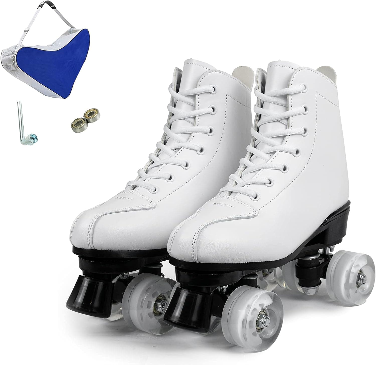 Women's Roller Skates - Shiny Roller Skates for Adult Women Men, PU Leather Roller Skates for Outdoor / Indoor with Shoes Bag and Tools
