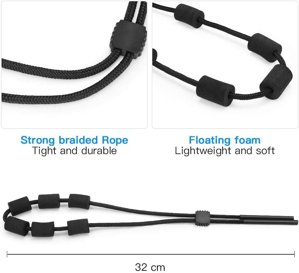 Spolite Adjustable Floating Glasses Strap-Durable & Soft Eyeglasses strap -Eyewear Retainer Holder Chain -Glasses Floats-water sports Holder-sunglasses Strap Rope cord Lanyard 2PCS (BLACK-YELLOW)-COL1