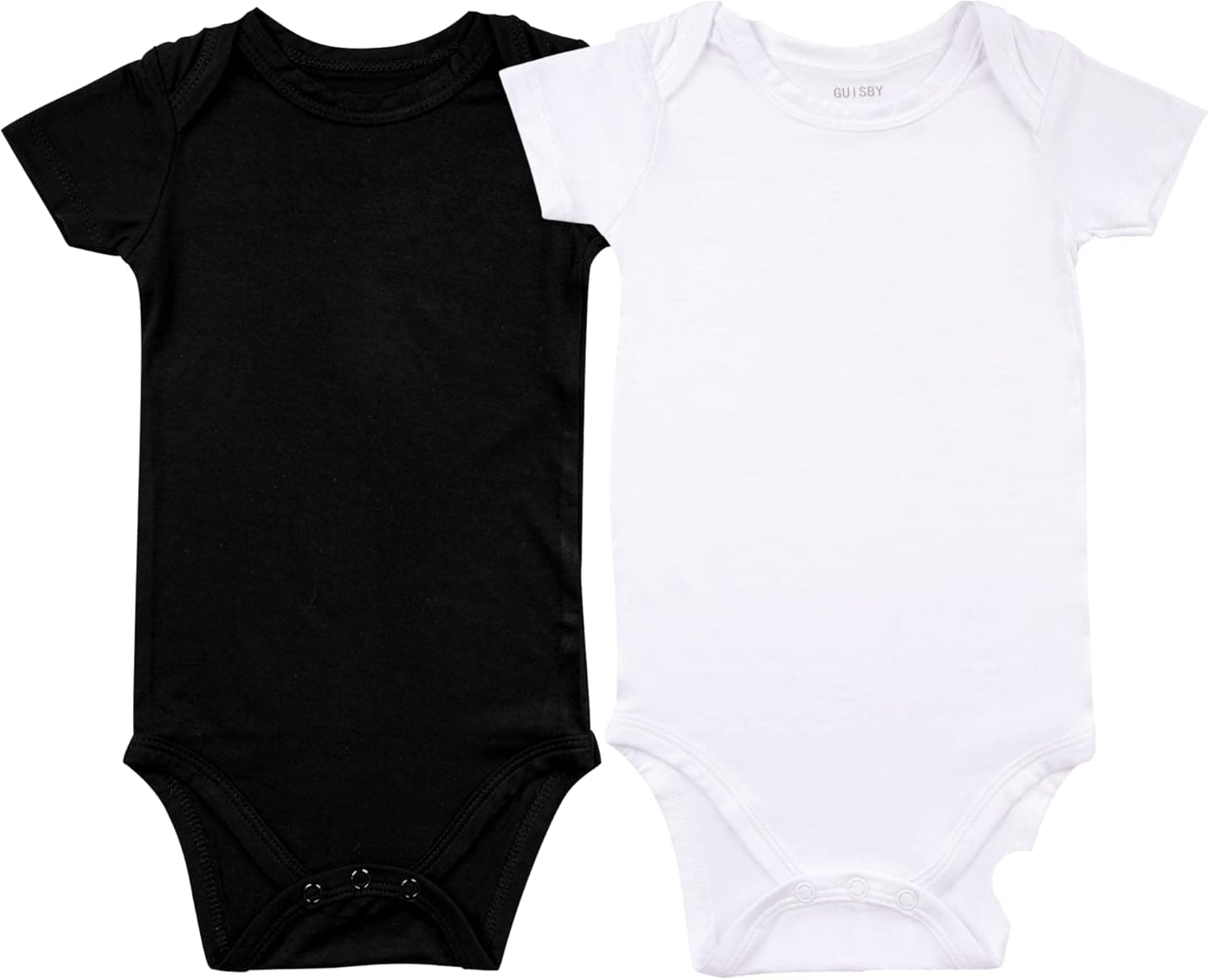 GUISBY Baby Short Sleeve Bodysuits, Bamboo Summer Newborn Infant Boys Girls 0-24 Months