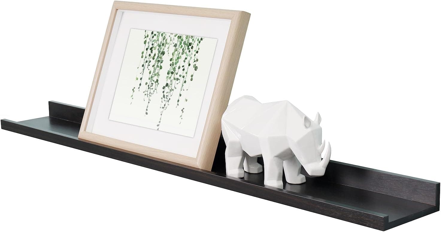 WELLAND 6" Depth Picture Ledges Espresso Photo Ledge Espresso Picture Ledge Shelf, 48"x6"x2", Deeper Than Others, Espresso