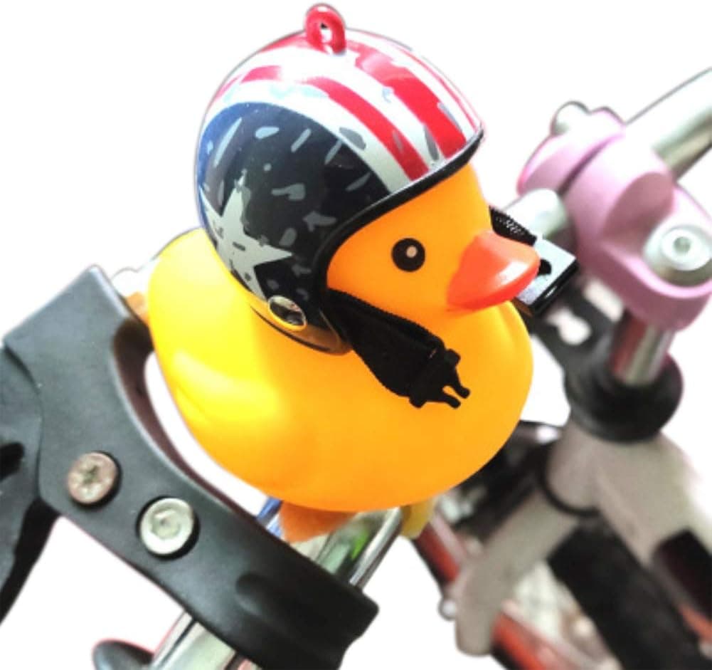 Duck Bike Bell, Kids Bike Horn, Cute Bicycle Lights Bell Squeeze Horns for Toddler Children Adults Cycling Motorcycle Yellow Duck Light Rubber Duck Helmet Toys