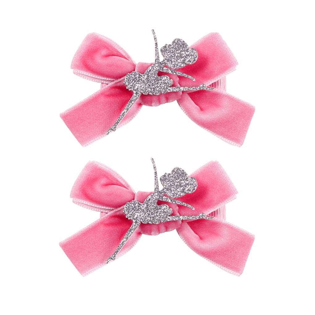 BBTDIN Ballet Girl Hair Clips Pin Glitter Bow Hair Accessories for Little Girls BBG03 (Pink Red Bow)