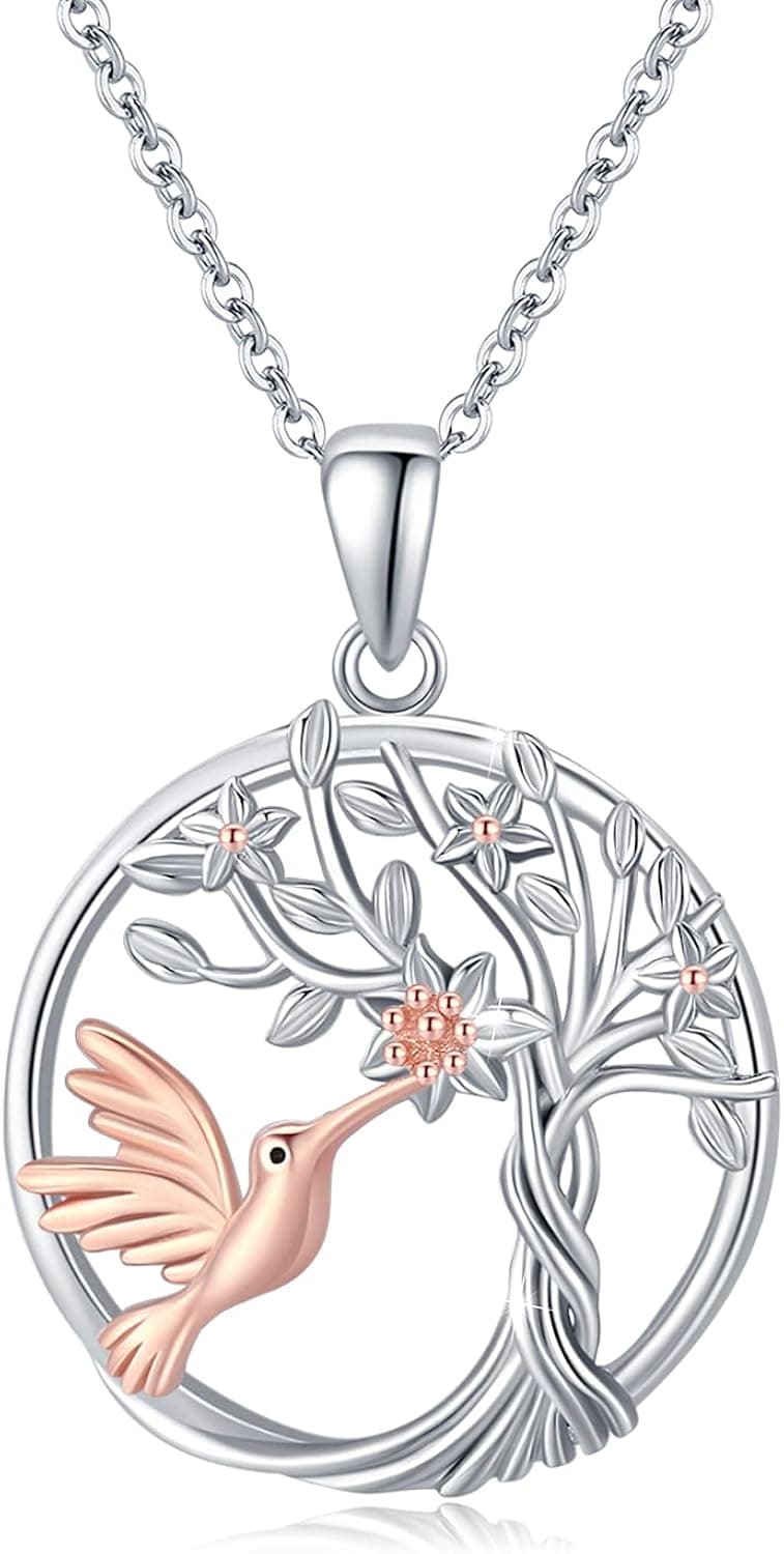 Waysles Hummingbird Necklaces for Women 925 Sterling Silver Heart/Cross/Infinity/Tee of Life Hummingbird Pendant Bird Necklace Hummingbird Jewelry Gifts