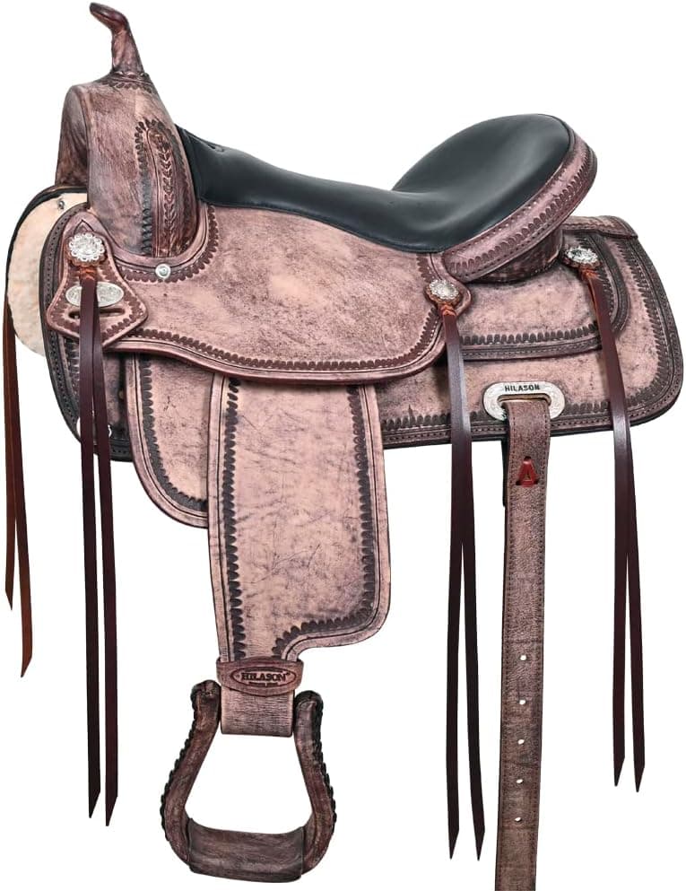 HILASON Western Horse Saddle American Leather Flex Tree Trail & Pleasure Brown