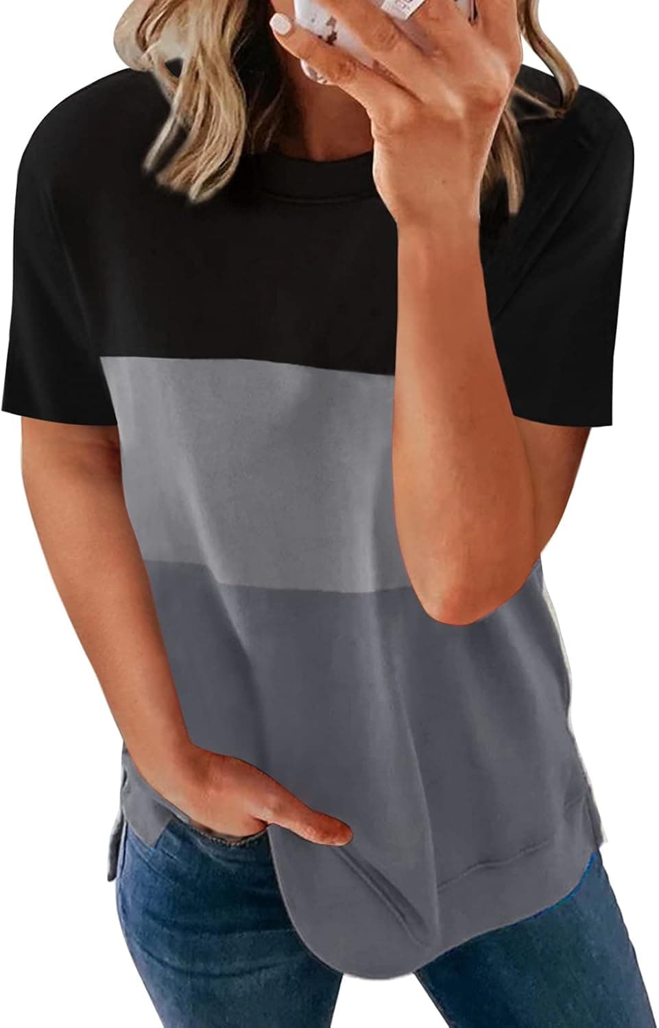 SHEWIN Womens Short Sleeve Crewneck Shirts Loose Casual Tee T-Shirt