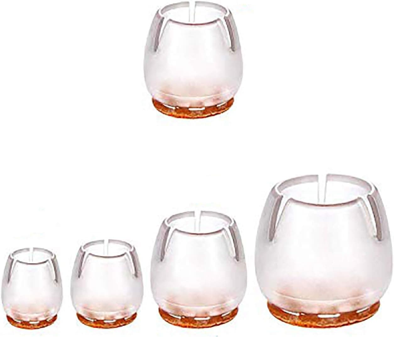 TSACTE Chair Leg Caps, Round Clear Silicone Table Furniture Leg Feet Tips Covers Wood Floor Protectors, Felt Pads, Fit Diameter 1 to 1-3/16 Inch (2.55-3.0cm),24Pack (24, 1 to 1-3/16 Inch (2.55-3.0cm))