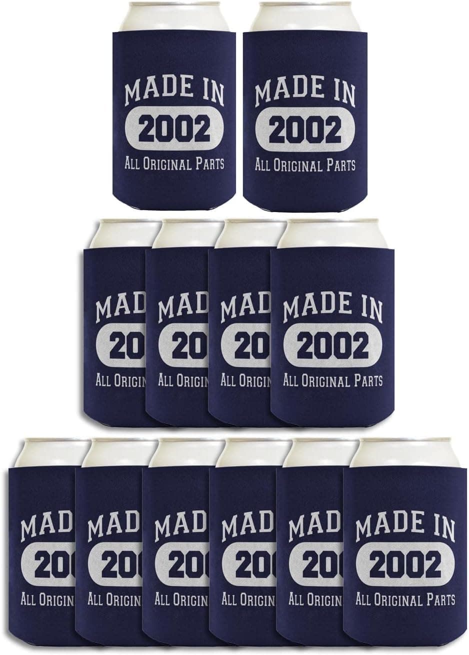 21st Birthday Gift Coolie Made 2002 Can Coolers Coolies 12 Pack Navy