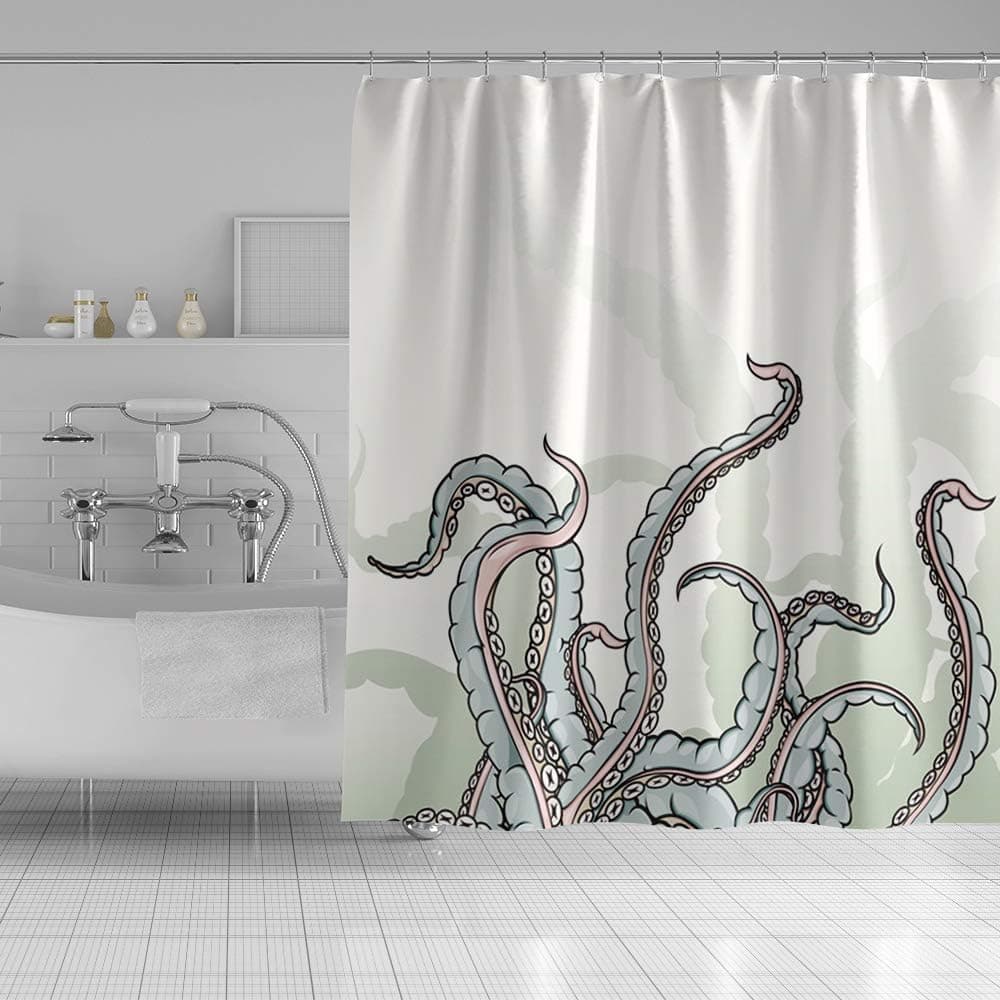 Musemailer Octopus Shower Curtain Waterproof Polyester 72"x72" Tentacles Squid Marine Animal Sea Monster Kraken Nautical Theme Fabric Quick-Dry Shower Curtain for Master Kid Bathroom Bathtub