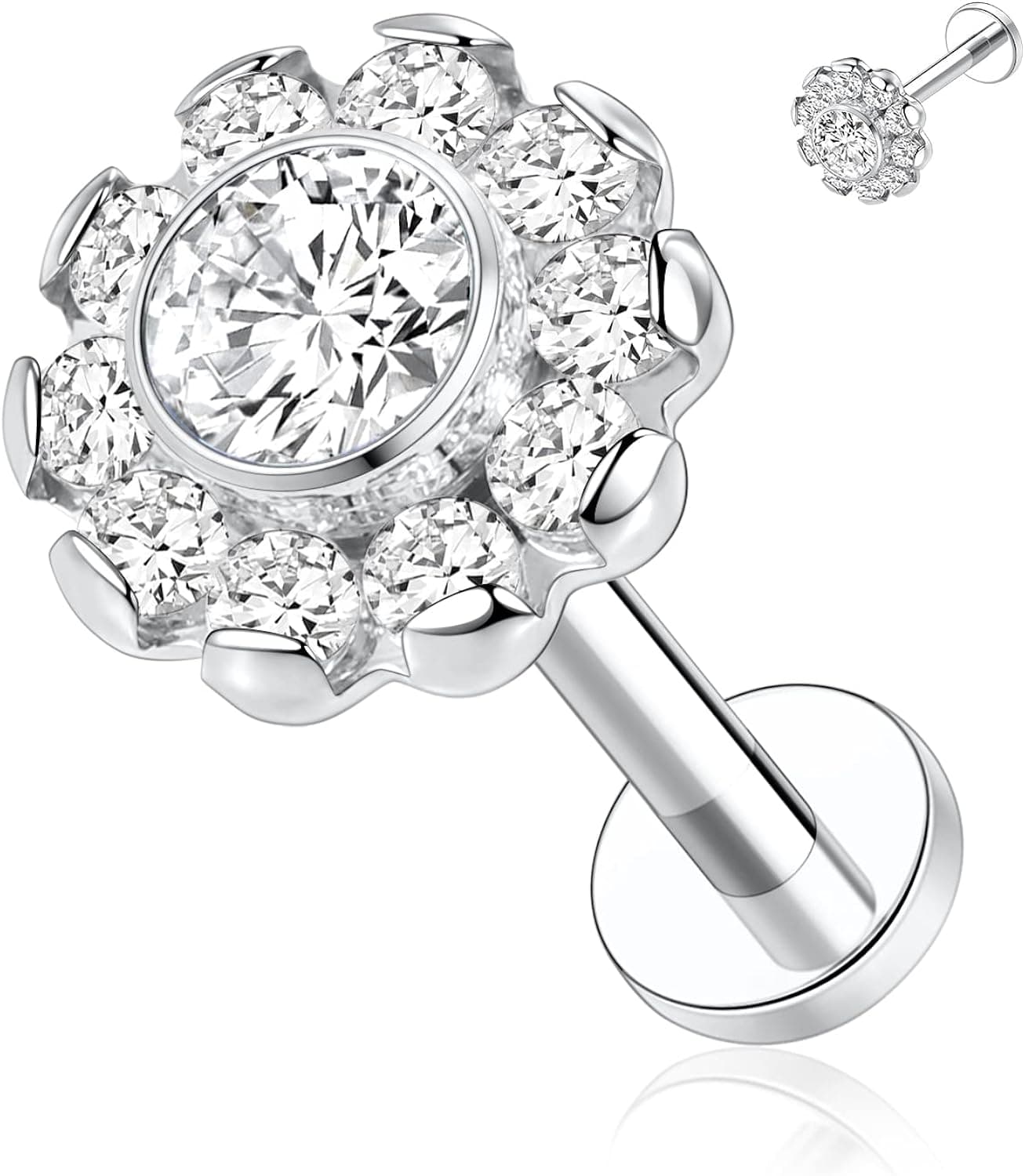 FUNLMO G23 Titanium Labret Studs 16G Lip Piercing Internally Threaded Medusa Ring Cartilage Monroe Piercing Jewelry