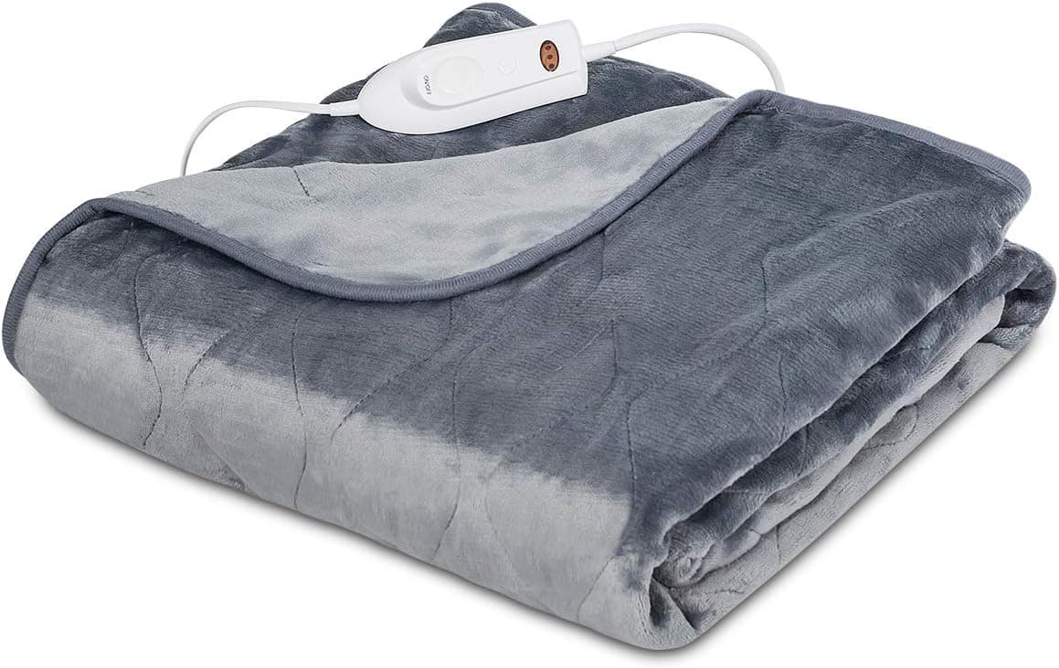 Giantex Heated Blanket Electric Throw, 50" x 60" Flannel Heated Throw with 3 Heating Levels, 2 Hours Auto Off, Overheat Protection, Soft Electric Fast Heating Pad for Home & Office