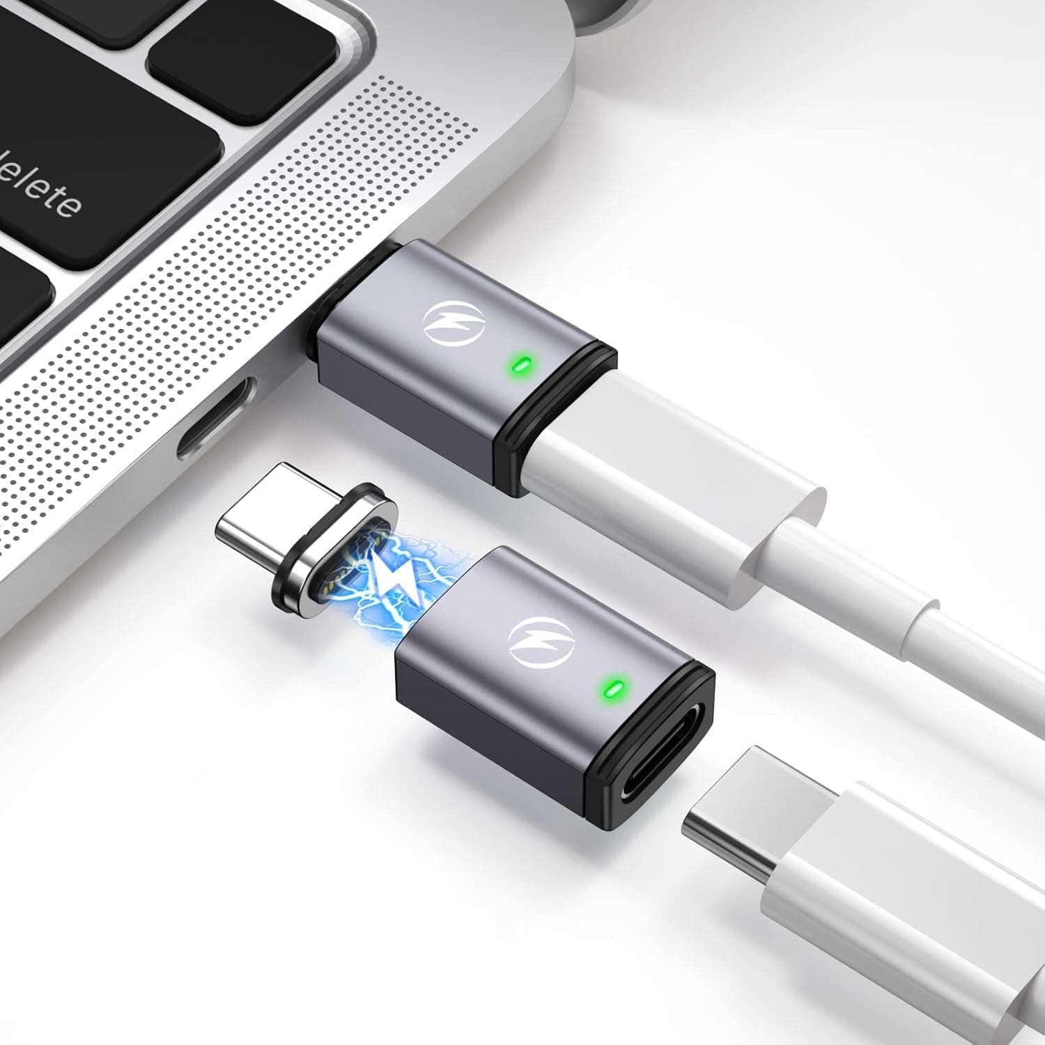 DuHeSin USB C Magnetic Adapter, (2 Pack) Magnetic USB C Adapter Straight with PD 100w Charge 11Pins USB2.0 480Mbps Data Transfer for MacBook Pro/Air and More Type C Devices