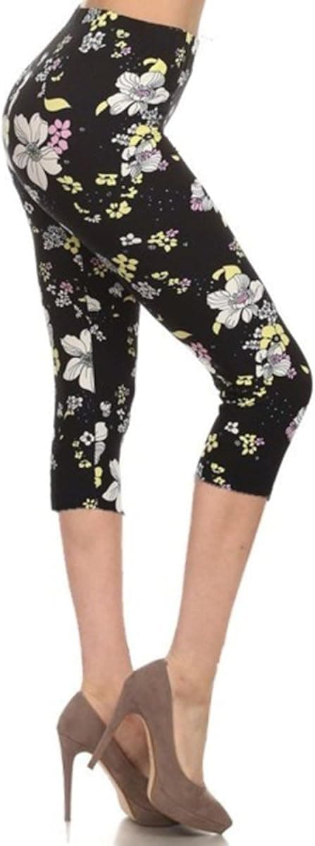 Leggings Depot Women's Plus Size High Waisted Capri Print Leggings2-