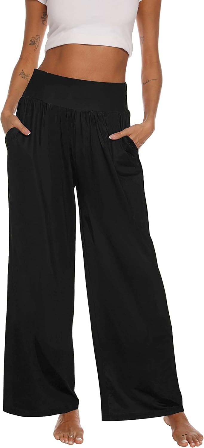 ENJOYNIGHT Womens Pajama Pants Wide Leg Palazzo Lounge Yoga Sweatpants Casual Pj Bottoms with Pockets