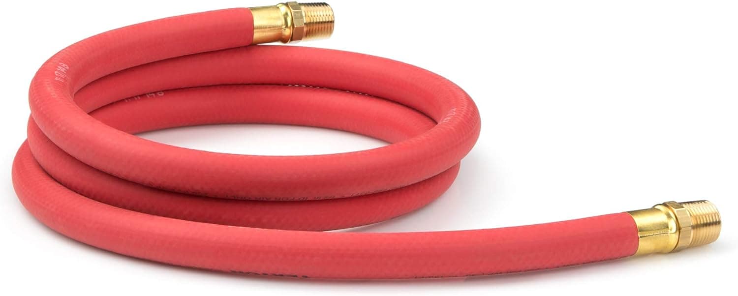 TEKTON 1/2 Inch I.D. x 6 Foot Rubber Lead-In Air Hose (250 PSI) | Made in USA | 46363