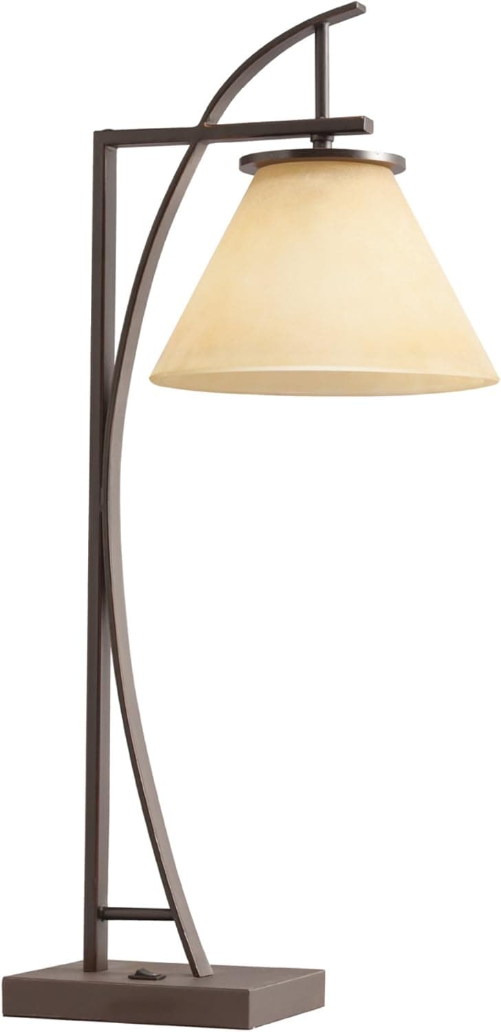 Kichler 70822CA Jackson 1-Light CFL Desk Lamp, Bronze with Burnished Copper Highlights Finish and Beige Scavo Glass Shade