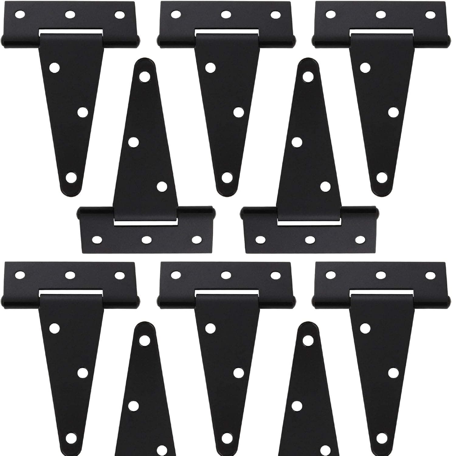 10 Pack 4 Inch T-Strap Shed Heavy Duty Hinge Door Barn Gate Hinge Gate Strap Hinge Fence Hinge Garden Door Hinges Black Wrought Hardware Iron