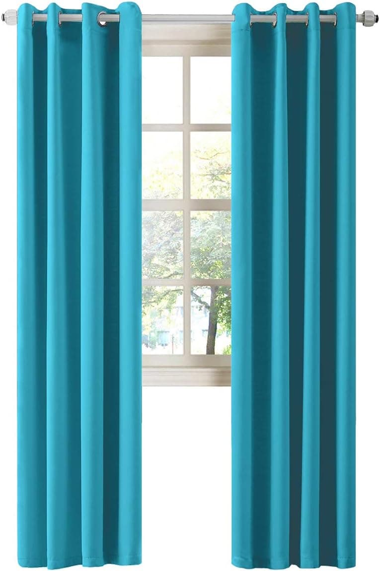 LA PALMA Thermal Insulated Blackout Darkening Grommet Living Room Curtains Window Drapes for Bedroom 2 Panels in 1 Set