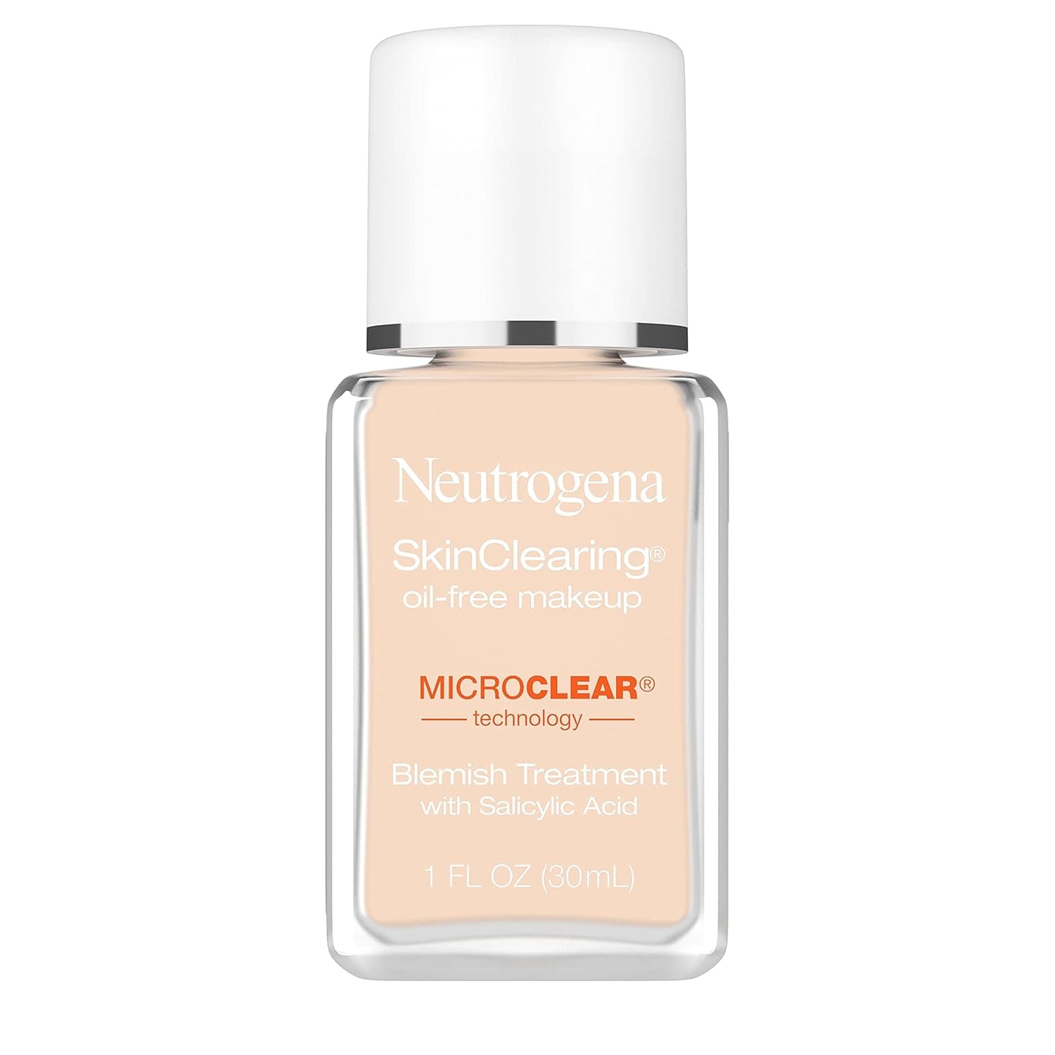 Neutrogena SkinClearing Oil-Free Acne and Blemish Fighting Liquid Foundation with Salicylic Acid Acne Medicine, Shine Controlling, for Acne Prone Skin, 10 Classic Ivory, 1 fl. oz