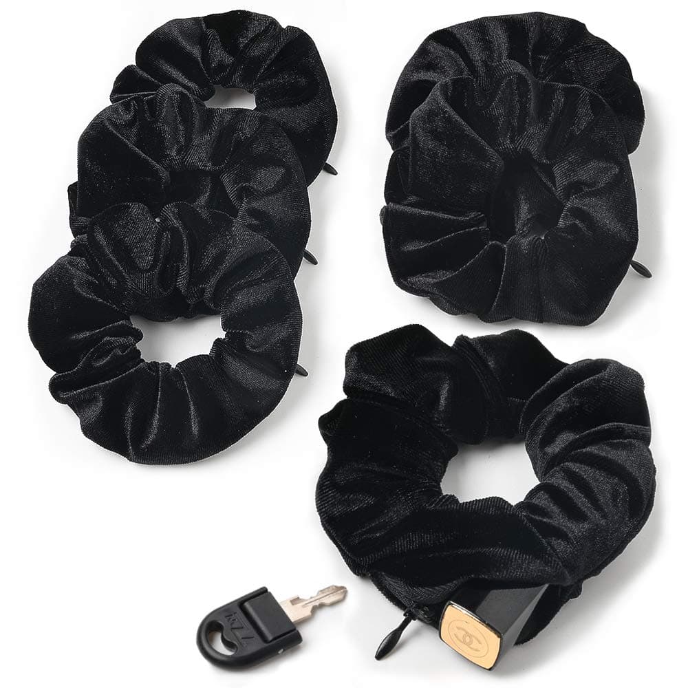 Velvet Scrunchies With Pocket Zipper Hair Ties for Women Big Vsco Girl Stuff Scrunchy Hidden Hair Black Scrunchie Ponytail Holder Elastic Bands Gifts for Women