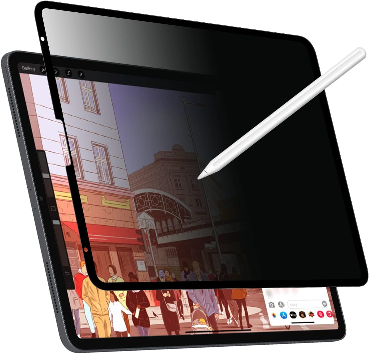 KCT Paperfeel Pro Privacy Screen Protector Compatible with iPad Pro 12.9 Inch 2022 & 2021 & 2020 & 2018 (6th & 5th & 4th & 3rd Generation), Removable & Reusable Privacy Filter, Anti-Glare & Matte Screen Protector Compatible with Apple Pencil, for Writing & Drawing