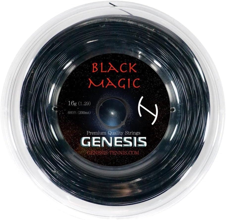 Genesis 660-Feet Black Magic Tennis Racket Reel Set, Black, 16L/1.29mm