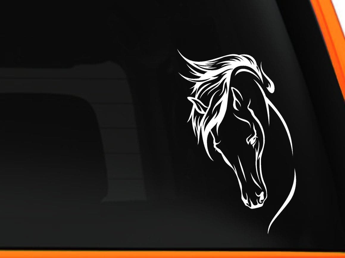 LA DECAL Horse Head Beautiful Silhouette for car Truck Laptop Window Decal Sticker 8 inches White (White)