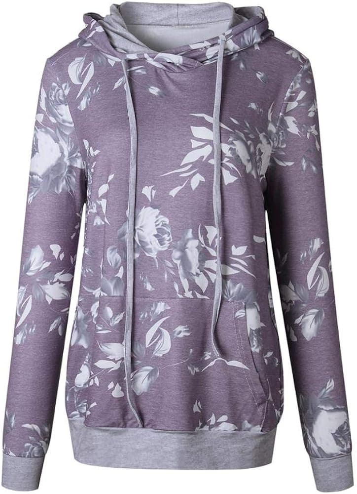 Womens Casual Sweatshirts Long Sleeve Drawstring Hoodies Pullover Top with Pocket Navy