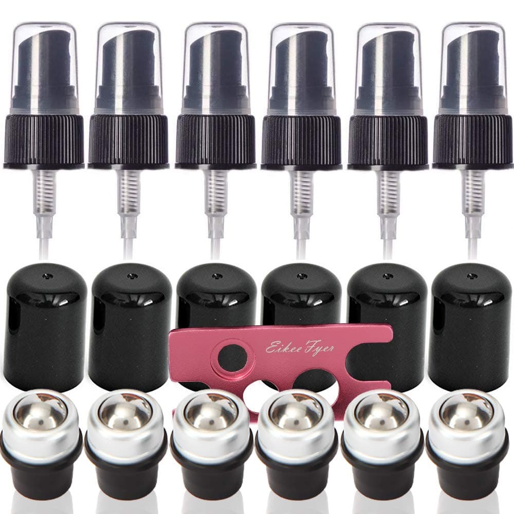 2 in 1 - Spray Tops for Essential Oil Bottles + Roller Tops with Stainless Steel Roller Balls,Fits Both 5 ml / 15 ml Bottles,Premium Essential Oil Roller Fitments,Metal Opener Included,Pack of 12