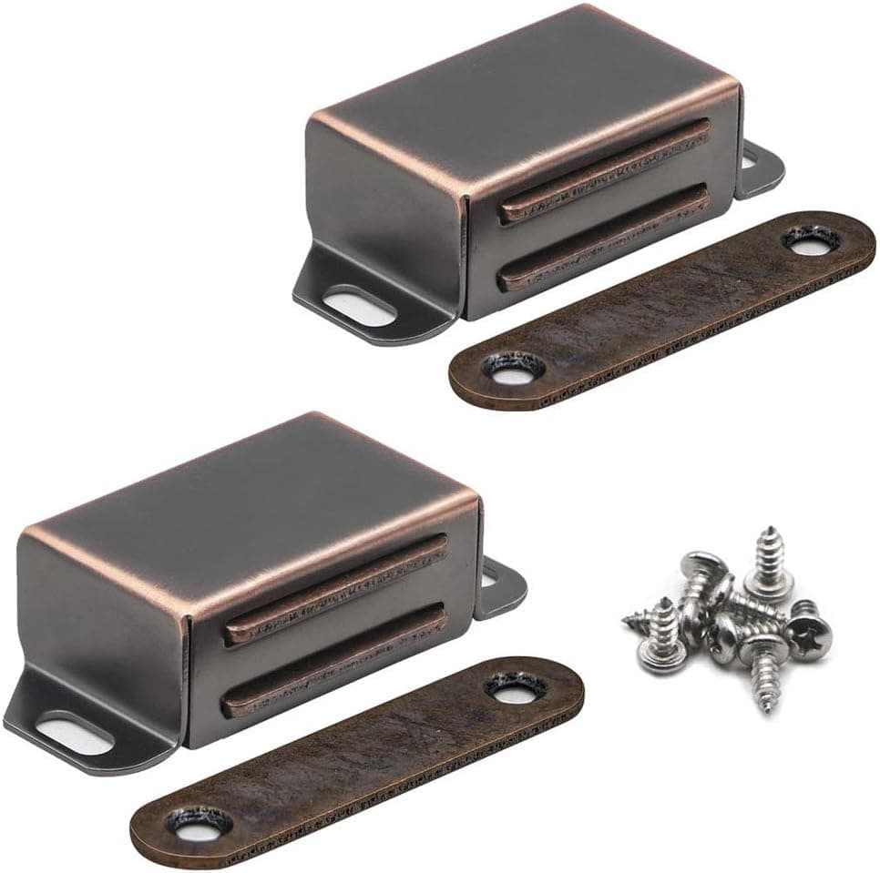 KAILEYOUXIANGONGSI 20 lbs Magnetic Door Catch, Heavy Duty Latch for Cabinets Shutter Closet Furniture Door, Stainless Steel Cabinet Catch, Oil Rubbed Bronze (2 Pack)
