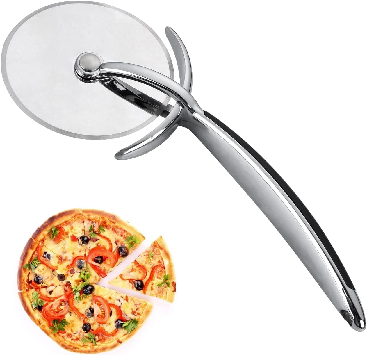Pizza Cutter Wheel, Stainless Steel Pizza Slicer whit Non-Slip Handle and Protective Cover, Food Grade Kitchen Tool