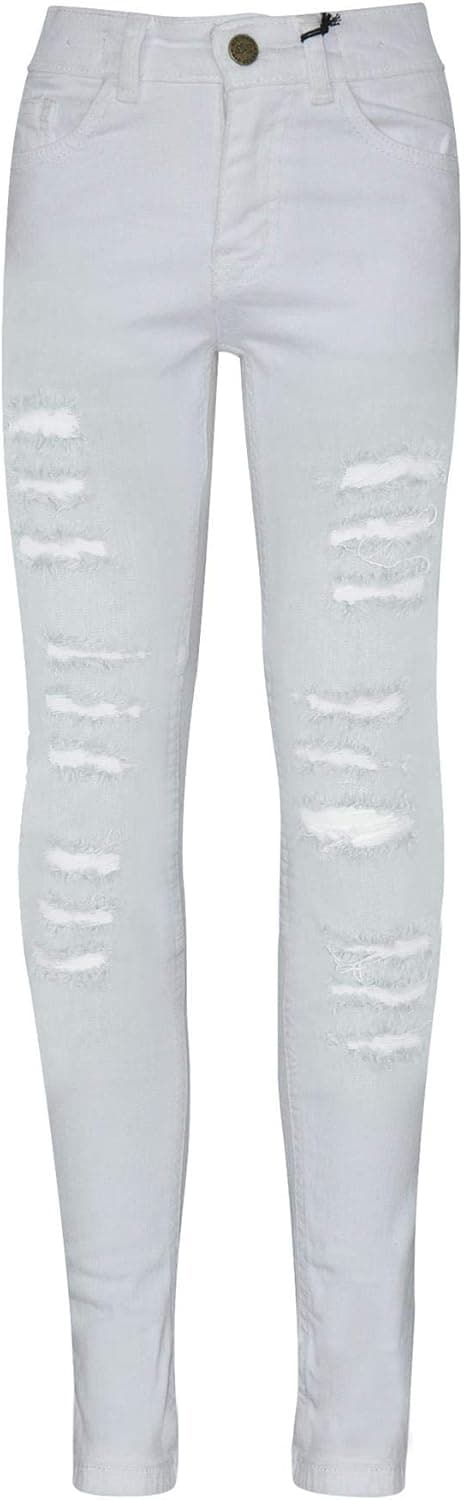 A2Z 4 Kids Girls Denim Ripped Jeans White Blue Comfort Skinny Stretch Jeans Whiteweight Cotton Denim Pants Age 3-14 Years
