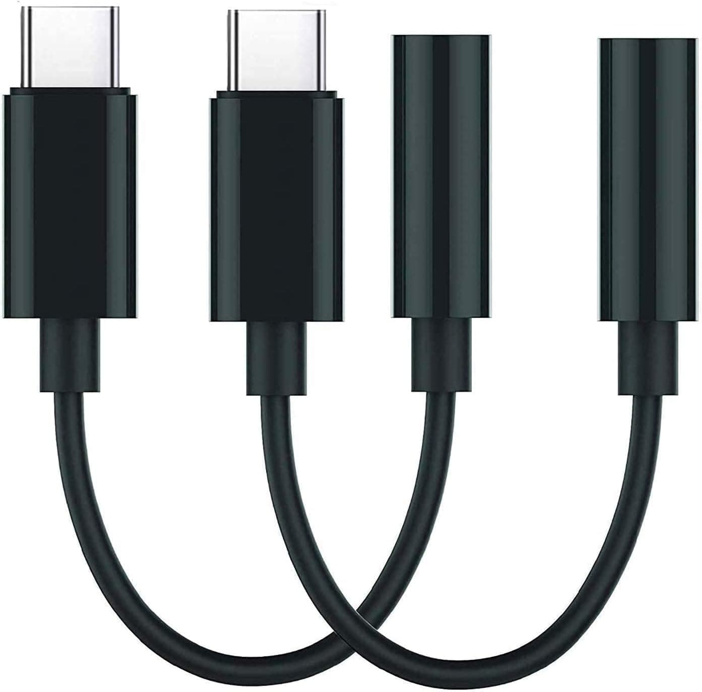 USB-C to 3.5 mm Headphone Jack Adapter, Type C to 3.5mm Aux Audio Earphone Dongle Jack Cable Adapter Connector for Samsung Galaxy/Huawei P30 Pro/Mate 10 Pro/iPad Pro/Google Pixel/OnePlus[2 Pack Black]