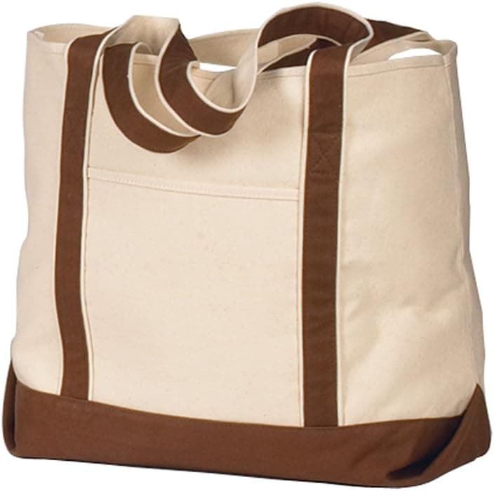 Hyp HY801 16 oz Beach Tote Bag - Natural/Chocolate - OS