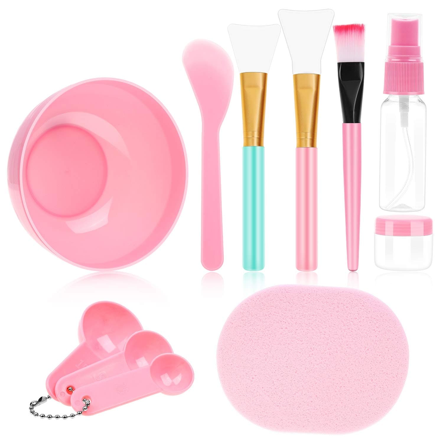 anezus Face Mask Mixing Bowl Set, 11 Pcs DIY Facemask Mixing Tool Kit with Facial Mask Bowl Stick Spatula Silicone Brush Spray Bottle Puff Soaking Bottle Gauges