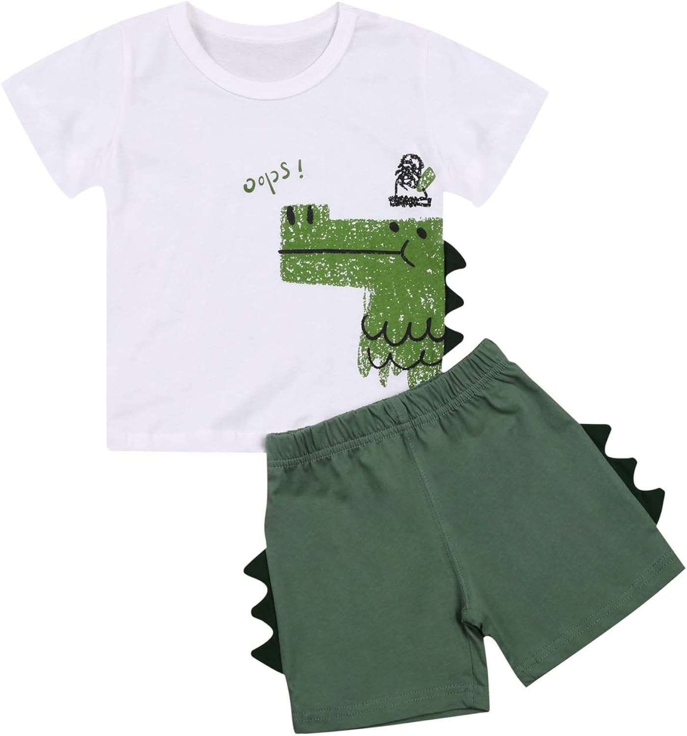 KnniMorning TEES Boy's Outfits Clothes Toddler 3D Dinosaur Suit Two-Piece Kids Summer Casual Clothes Set