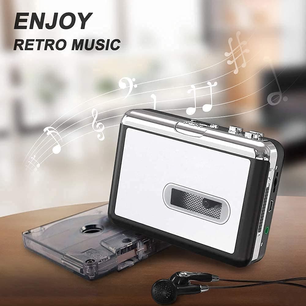 OfficeLead Cassette Player, Classical Portable Tape Player MP3 Converter, Compatible with Laptops and Personal Computers, Vintage Auto Reverse Portable Audio Tape W
