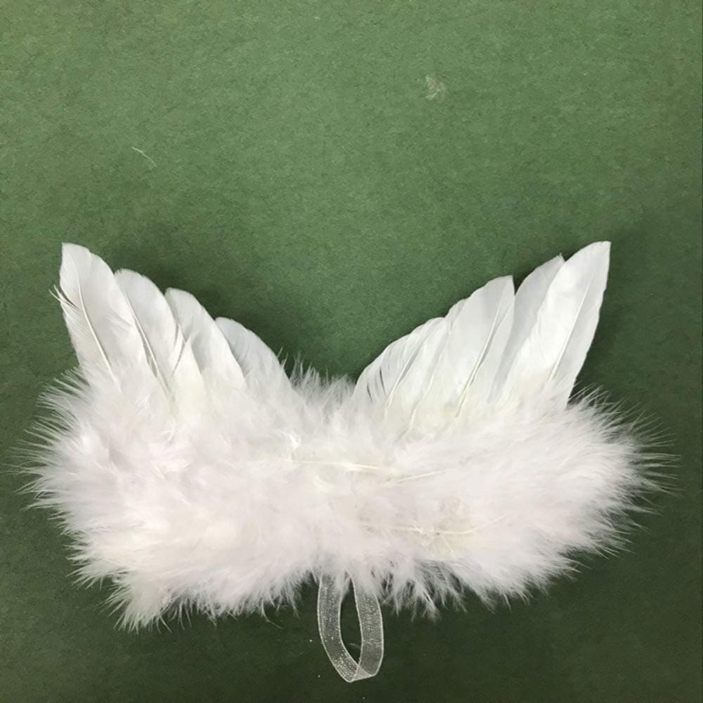 DAWEIF 10Pcs Vintage Wedding Party White Hanging Ornament Angel Wings Feather Christmas Tree Decor(10X8cm)