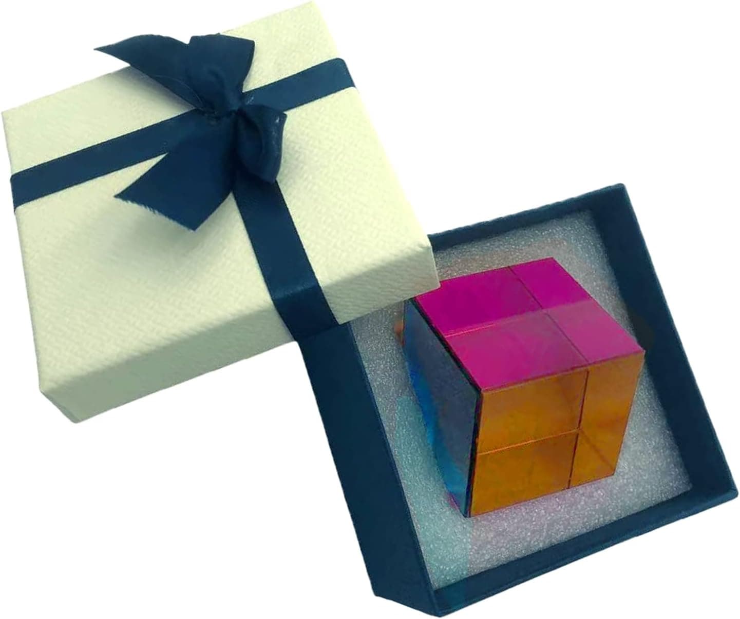 Treasure House Color Cube, 2.0-inch (50mm) Crystal Glass Cube Prism, Prism Cube for Office or Home Decor, Cool Science Gadgets, Birthday Gift for Kids