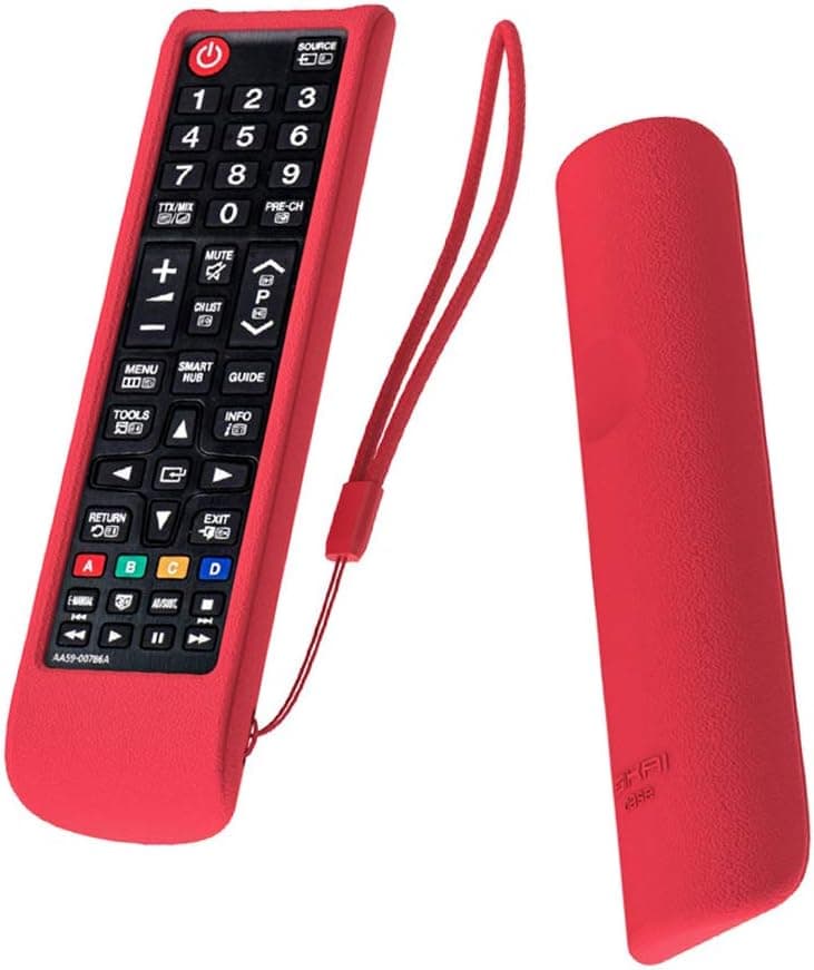 Samsung TV Remote Case SIKAI Shockproof Silicone Cover for Samsung BN59-01301A BN59-01199F BN59-01042A AA59-00741A Remote Skin-Friendly Washable Anti-Lost with Remote Loop (Red)