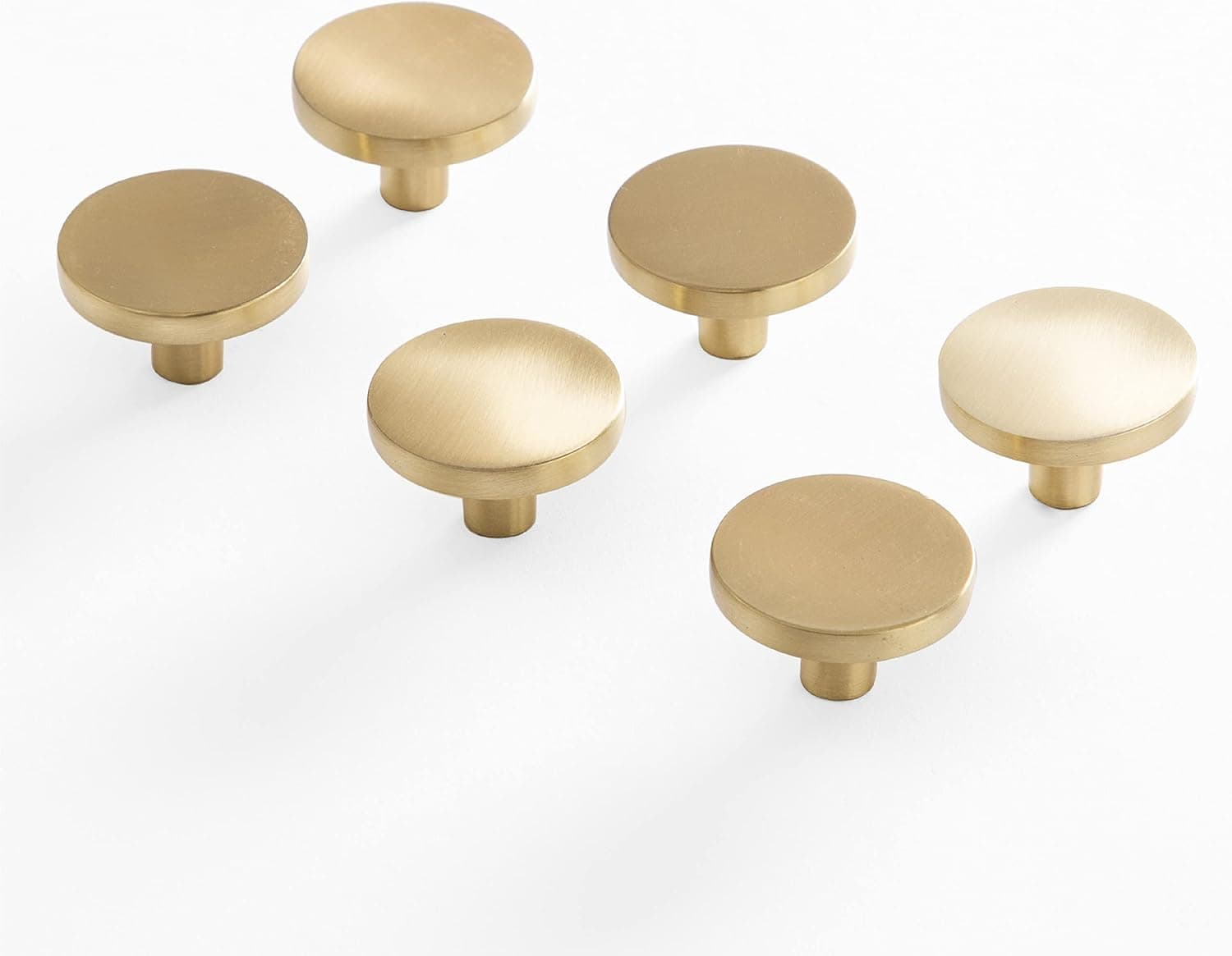 BINO 6-Pack Cabinet Knobs - 1.22" Diameter (31mm), Brass - Dresser Knobs for Dresser Drawer Knobs and Pulls Knobs and Pulls Handles