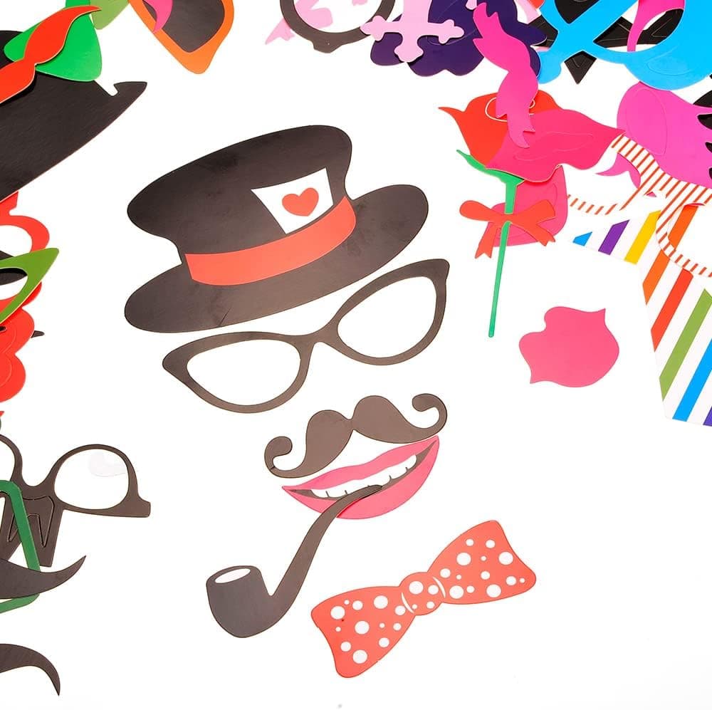 PowerTRC Photo Booth Prop Set | 66 Pieces Props for Party Photo Booths Value Pack Hundreds of Combinations