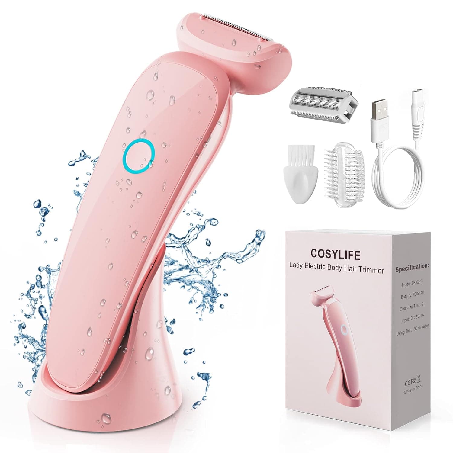 Electric Razor for Women- Womens Shaver Bikini Trimmer for Legs/Bikini/Underarm/Public Hairs,Rechargeable Wet and Dry Painless Cordless with LED Light