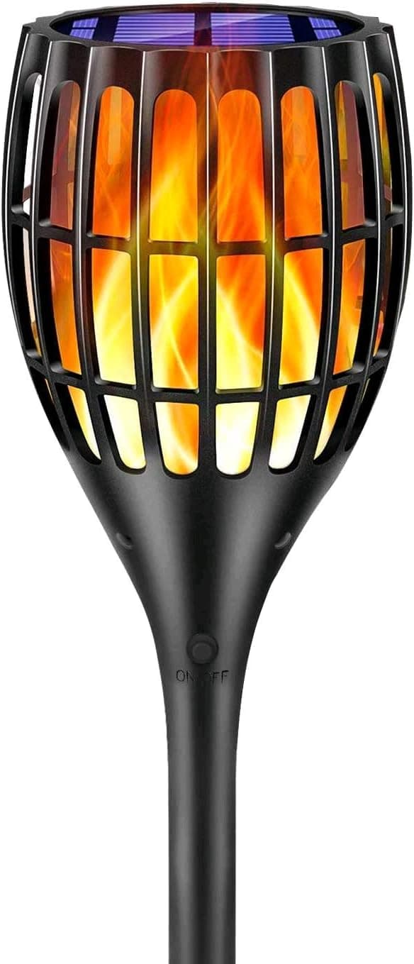 YUJENY Solar Flame Torch Lights Upgraded, Waterproof Dance Flame Lighting Solar Garden Light Outdoor Landscape Decoration Lighting Dusk to Dawn Auto On/Off (1 Pack)